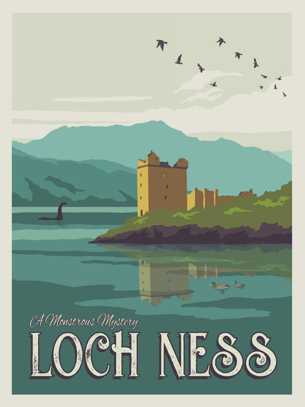 Loch Ness Travel Print Poster och Canvastavla