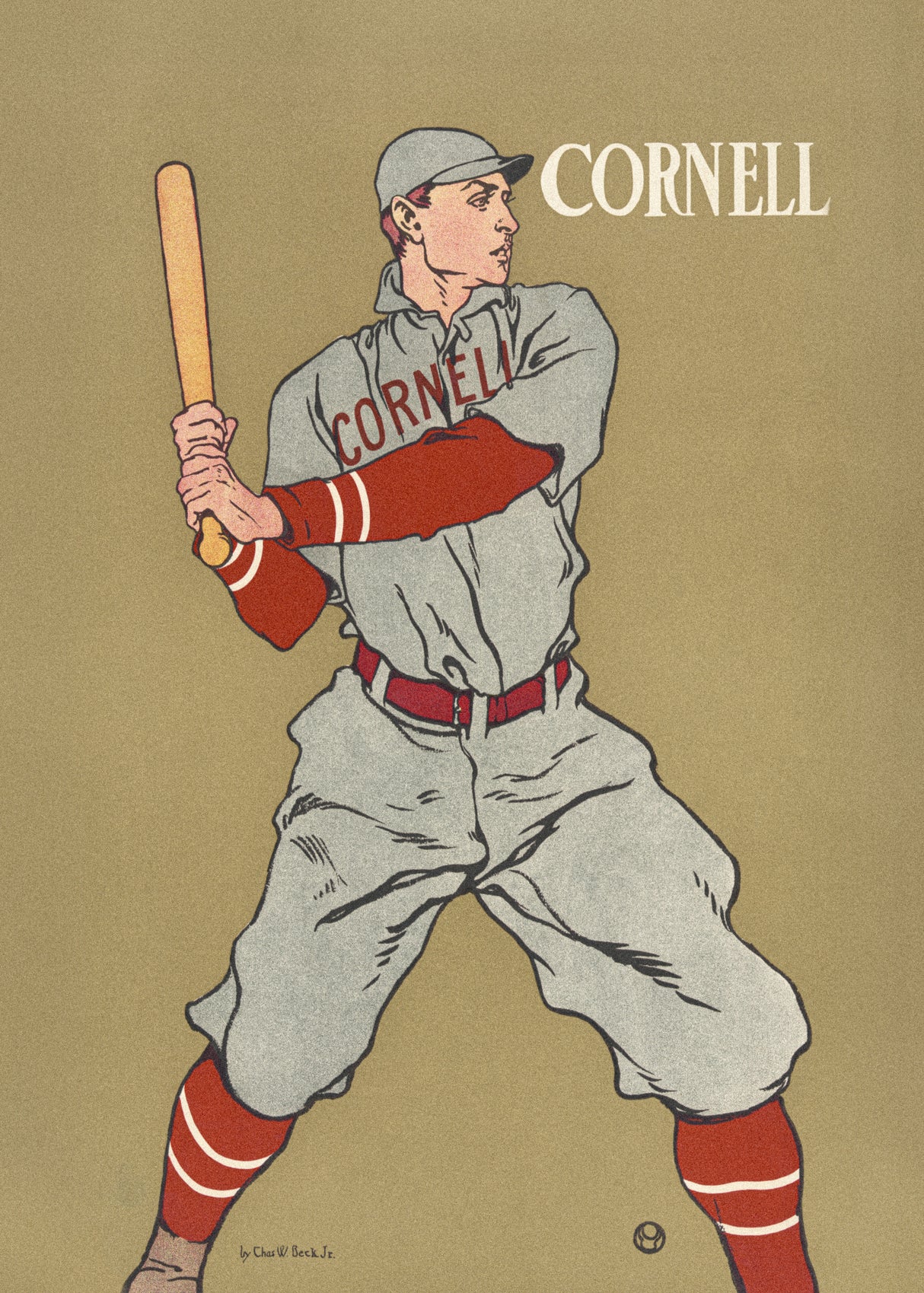 Vintage Drawing of a Baseball Player Holding a Bat Poster och Canvastavla
