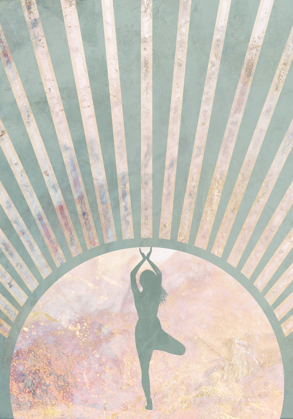 Yoga Boho Sun Rise Green 1 Poster och Canvastavla