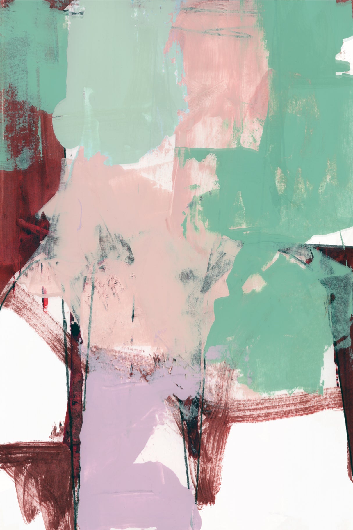 Blue Pink Dusky Abstract 3 Poster och Canvastavla