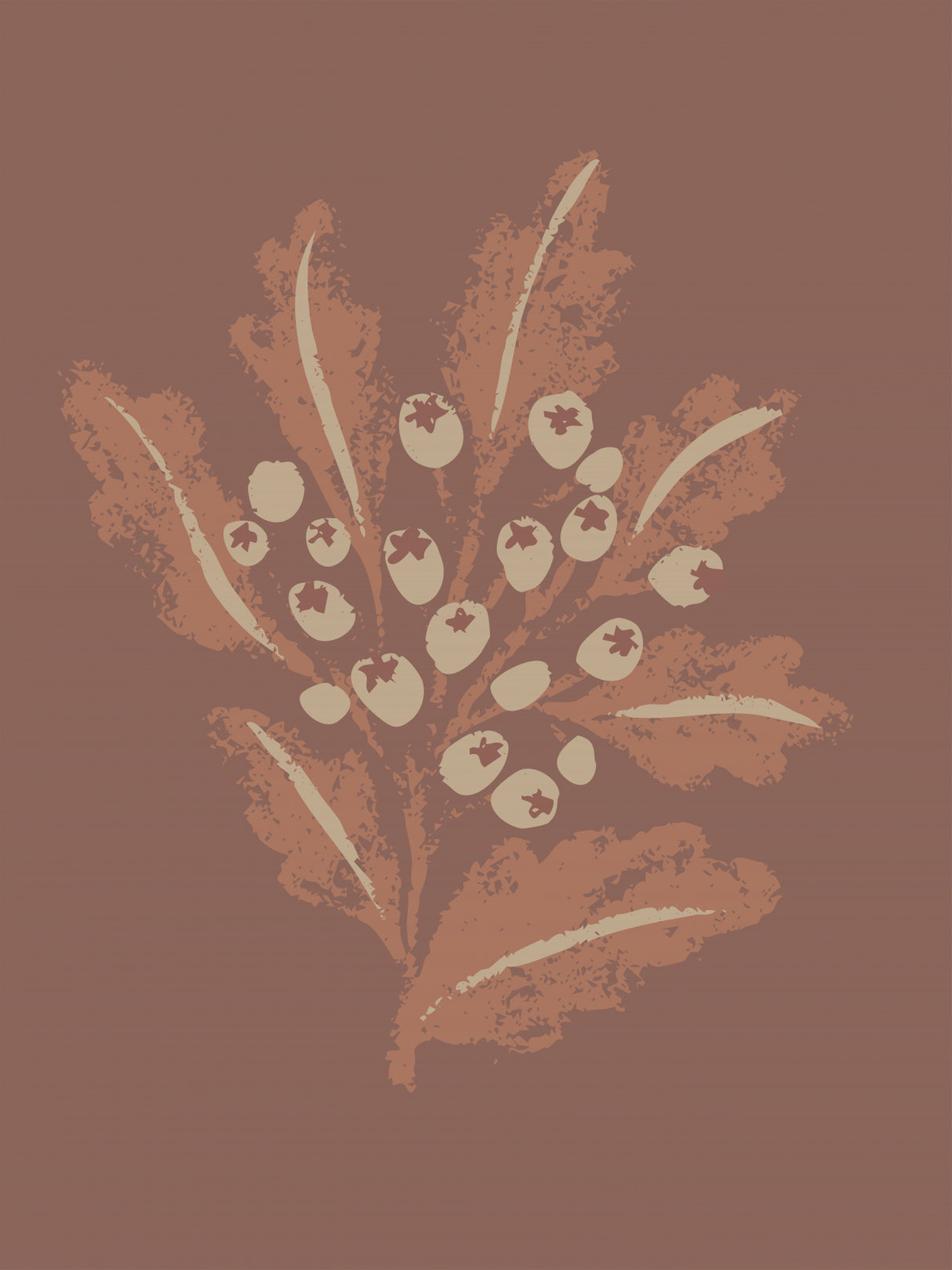 Textured Mocha Foliage Poster och Canvastavla