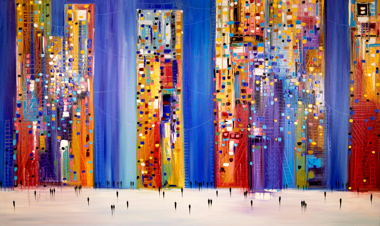 Ermilkina Night Streets 36x60 Oil Poster och Canvastavla