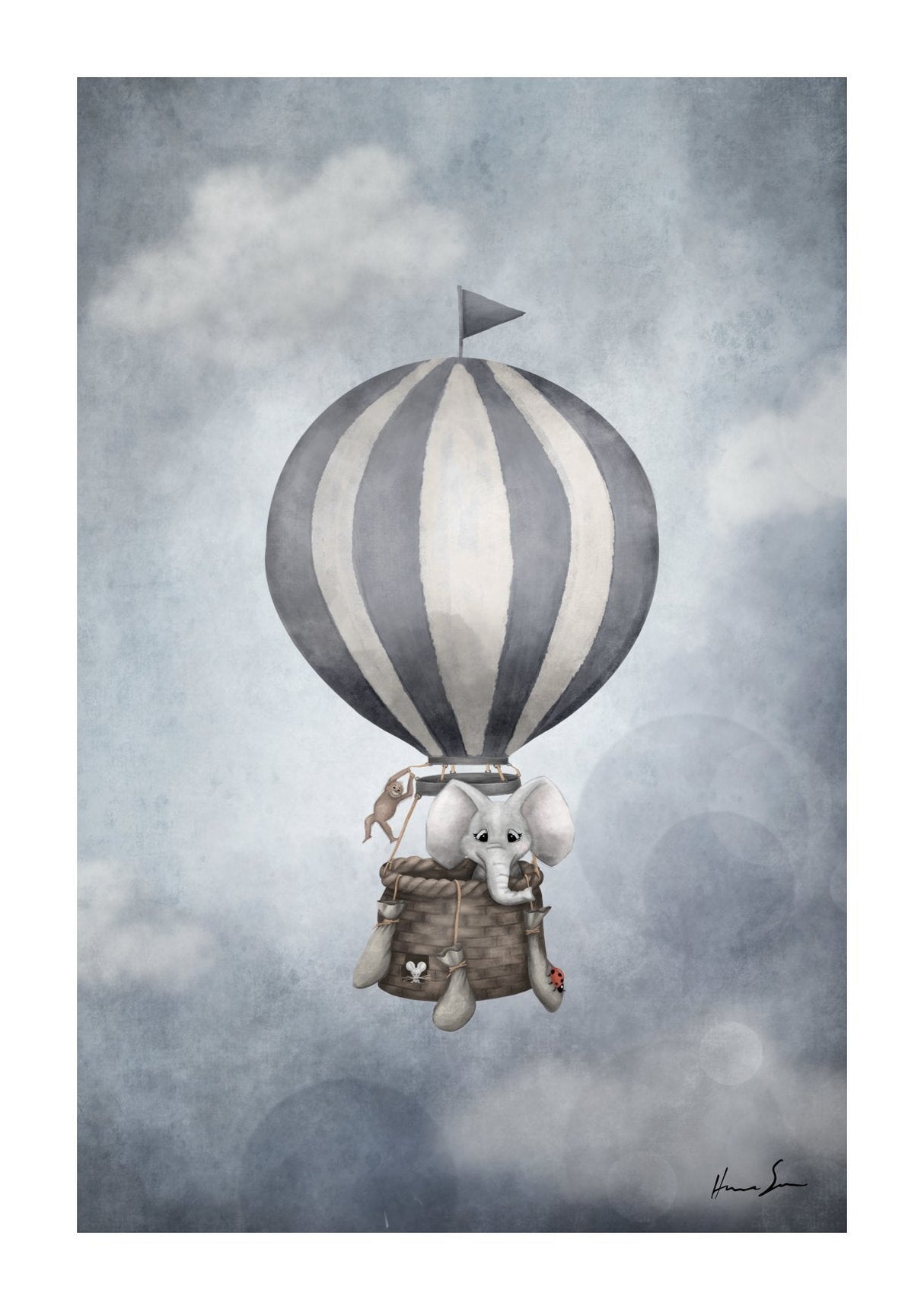 luftballong-elefant-mork poster