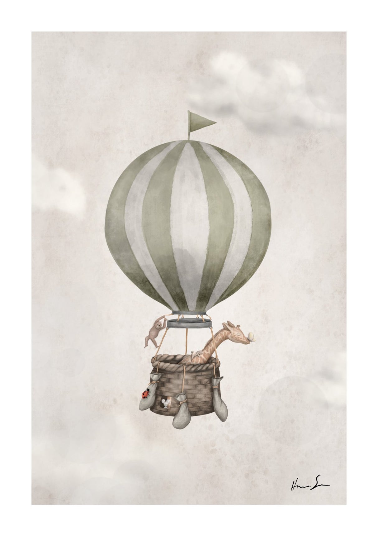 luftballong-giraff-gron poster