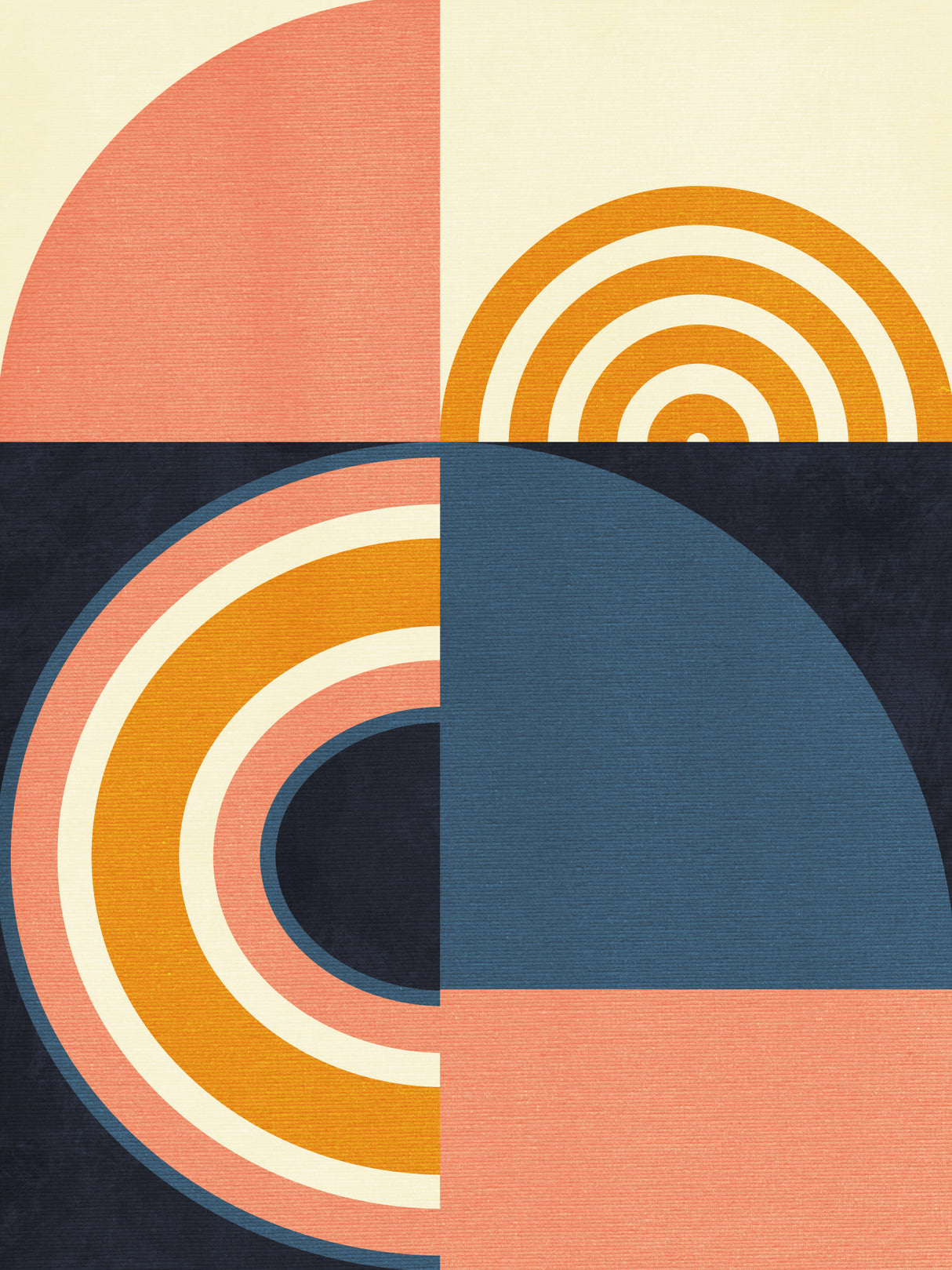 Rainbow Plus Shapes Blue Mustard9 Poster och Canvastavla