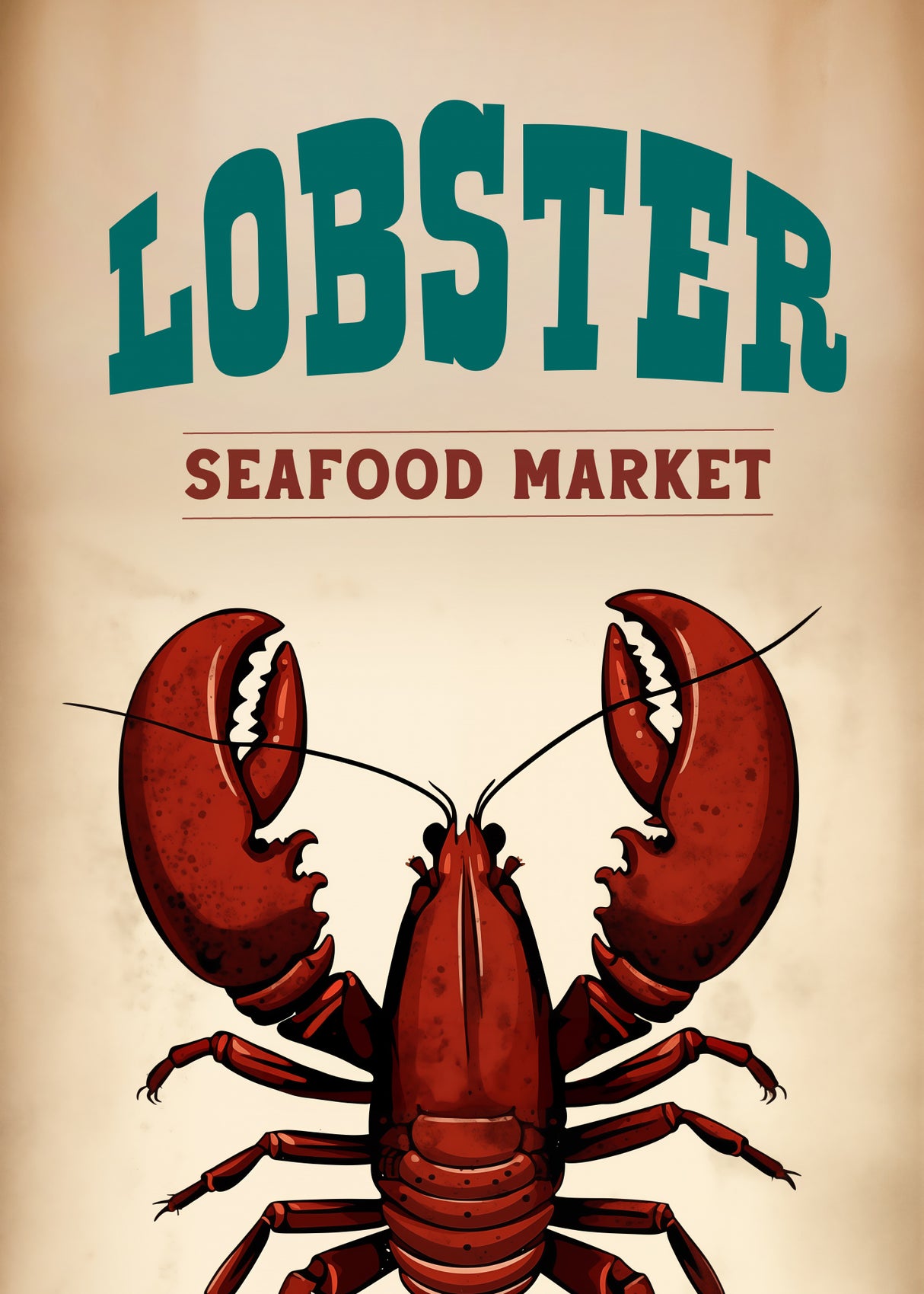 Lobster Seafood Market Poster och Canvastavla