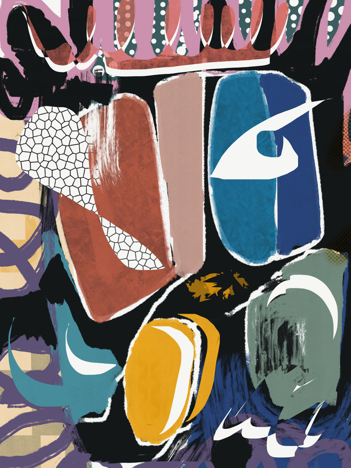 Playful Pebble Abstract Poster och Canvastavla