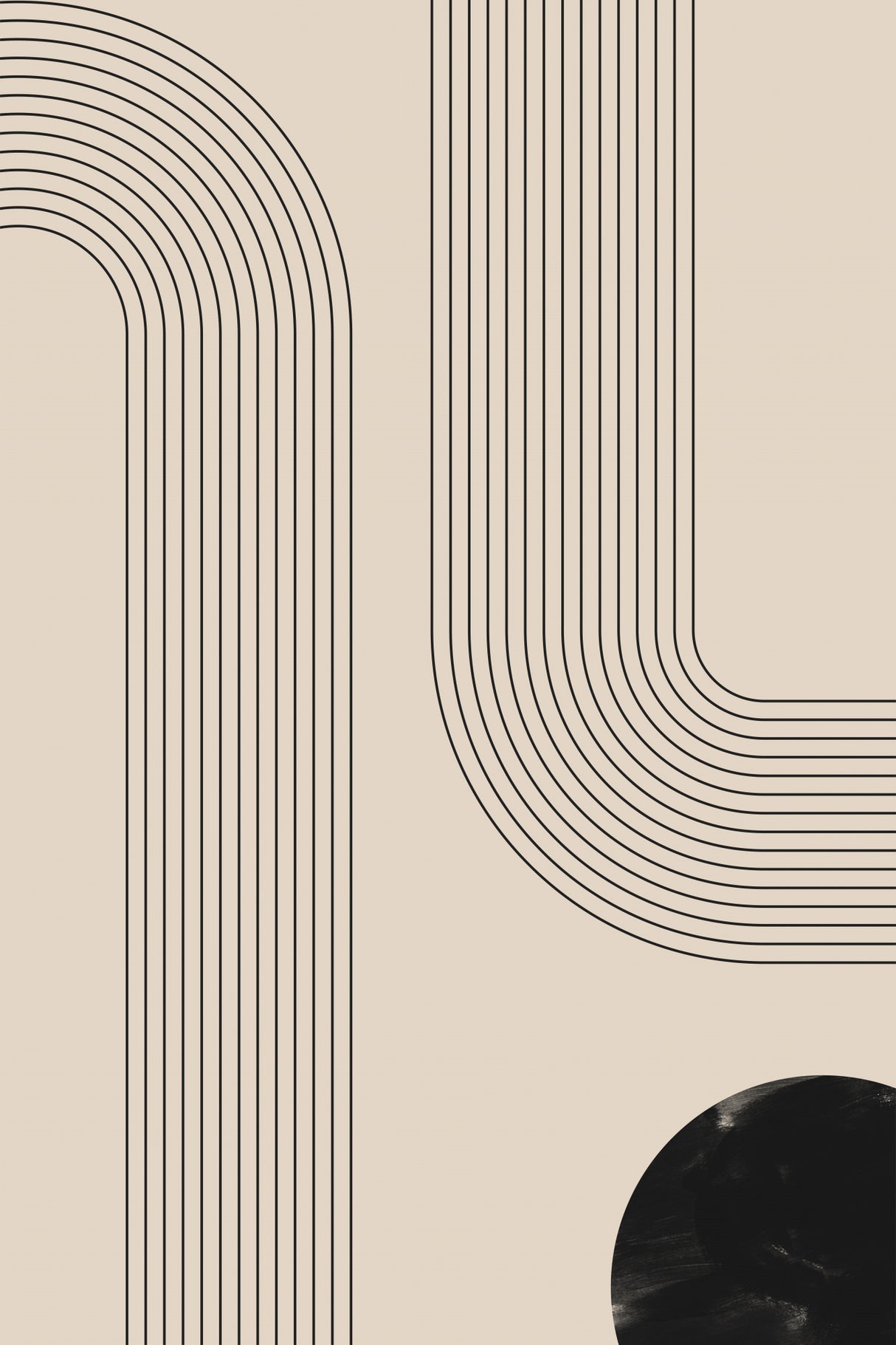 Black Minimal Line Art Poster och Canvastavla