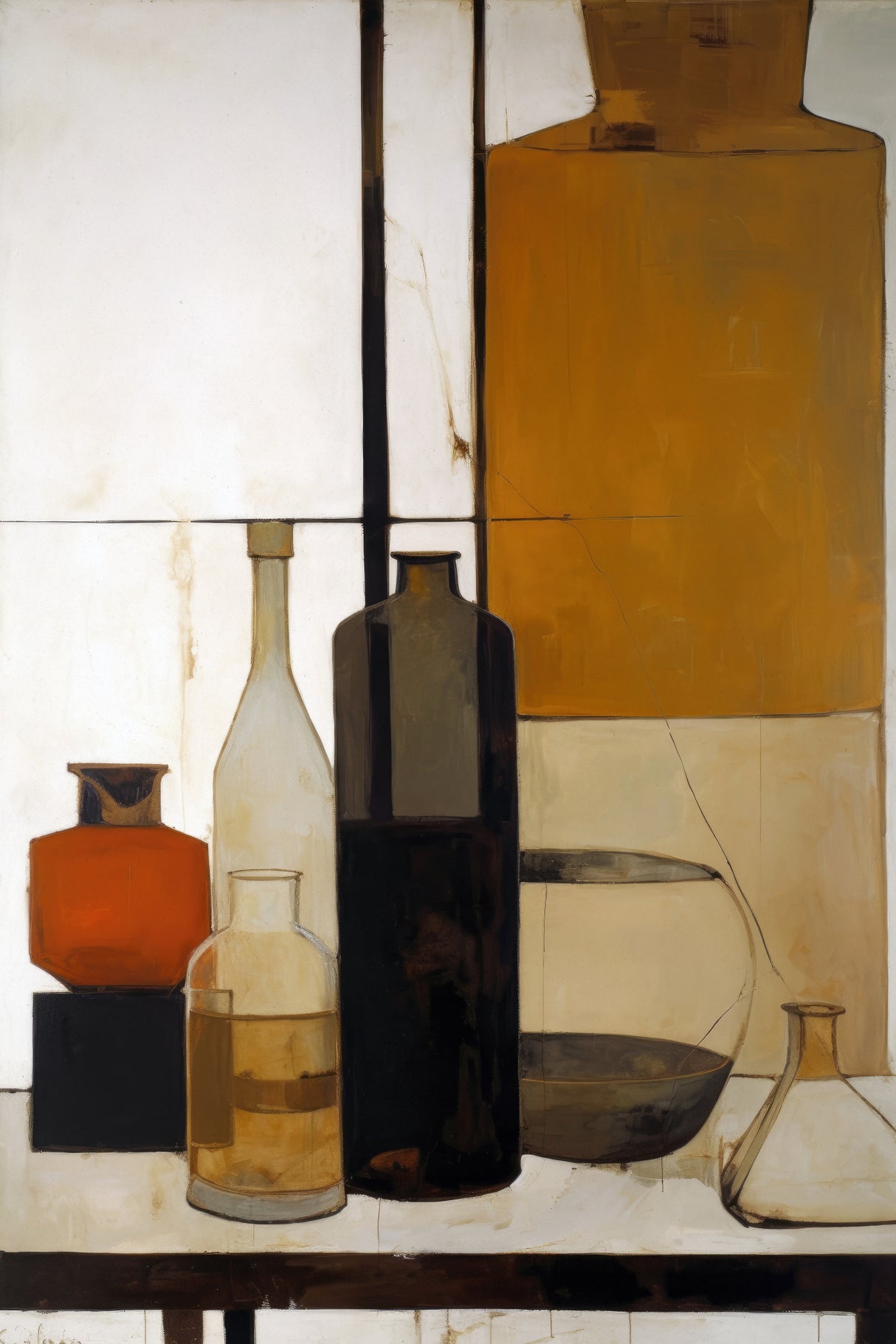 Brown Bottles Poster och Canvastavla