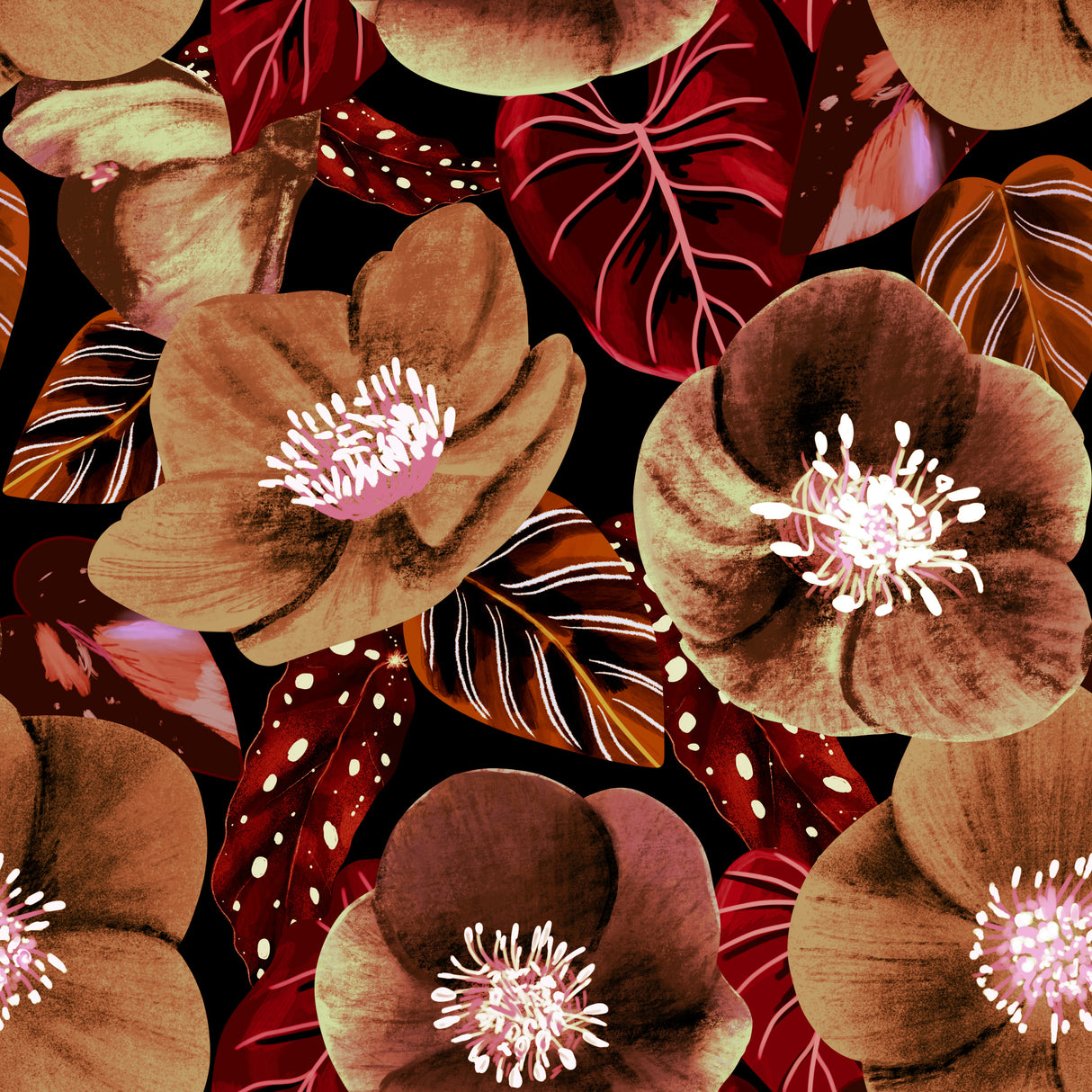 Dark Purple Flowers Cozy Autumn Poster och Canvastavla