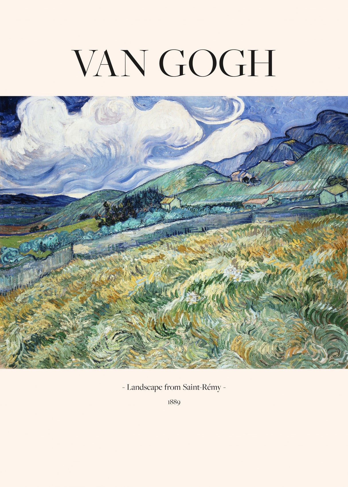 Landscape From Saint Rémy (1889) Poster och Canvastavla