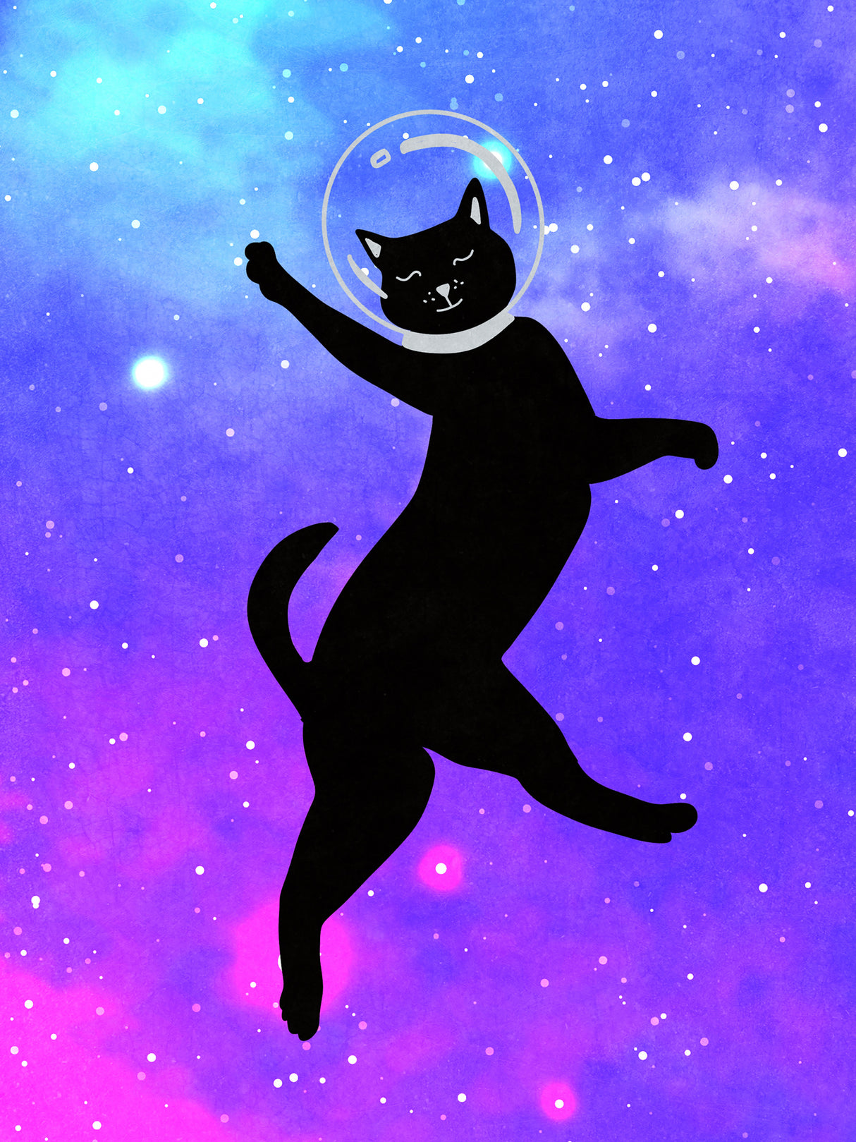 Happy Space Cat Poster och Canvastavla