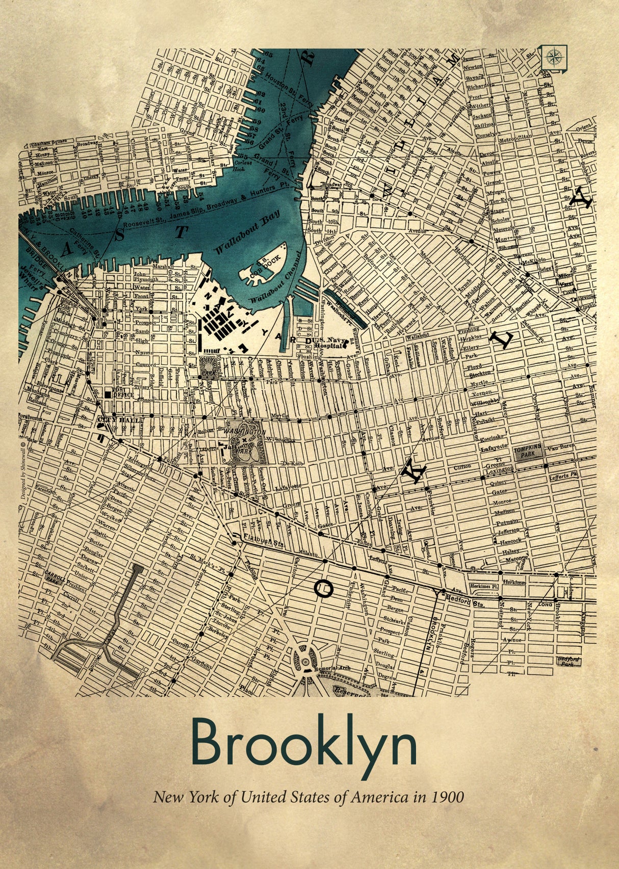 Brooklyn map Poster och Canvastavla
