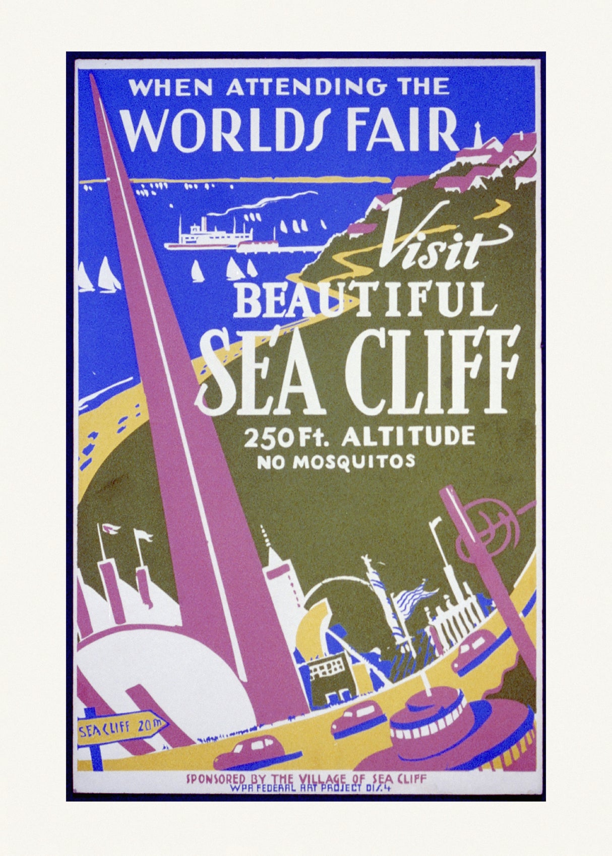 When Attending the Worlds Fair, Visit Beautiful Sea Cliff Poster och Canvastavla