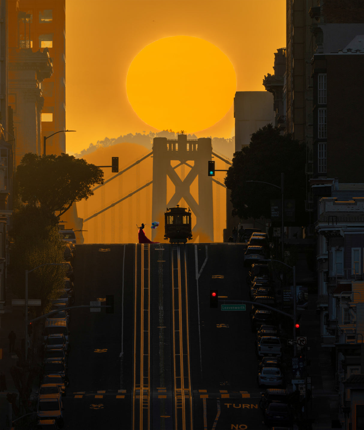 Sunrise over bay bridge Poster och Canvastavla