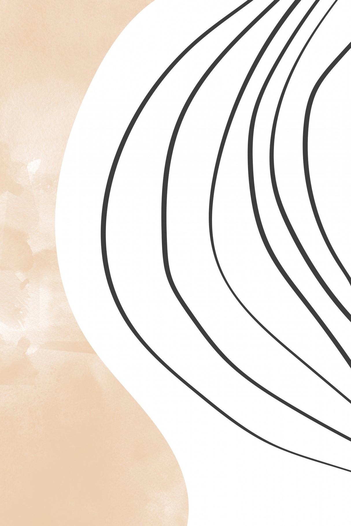 Beige Black Line Art Poster och Canvastavla