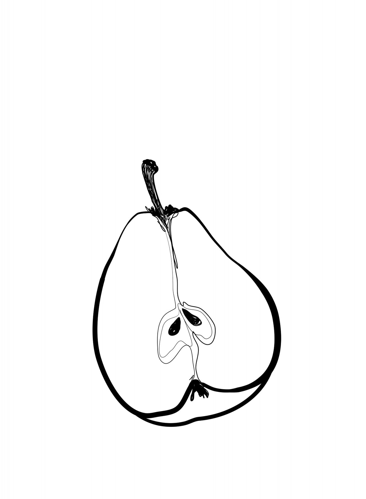 Line art half pear Poster och Canvastavla