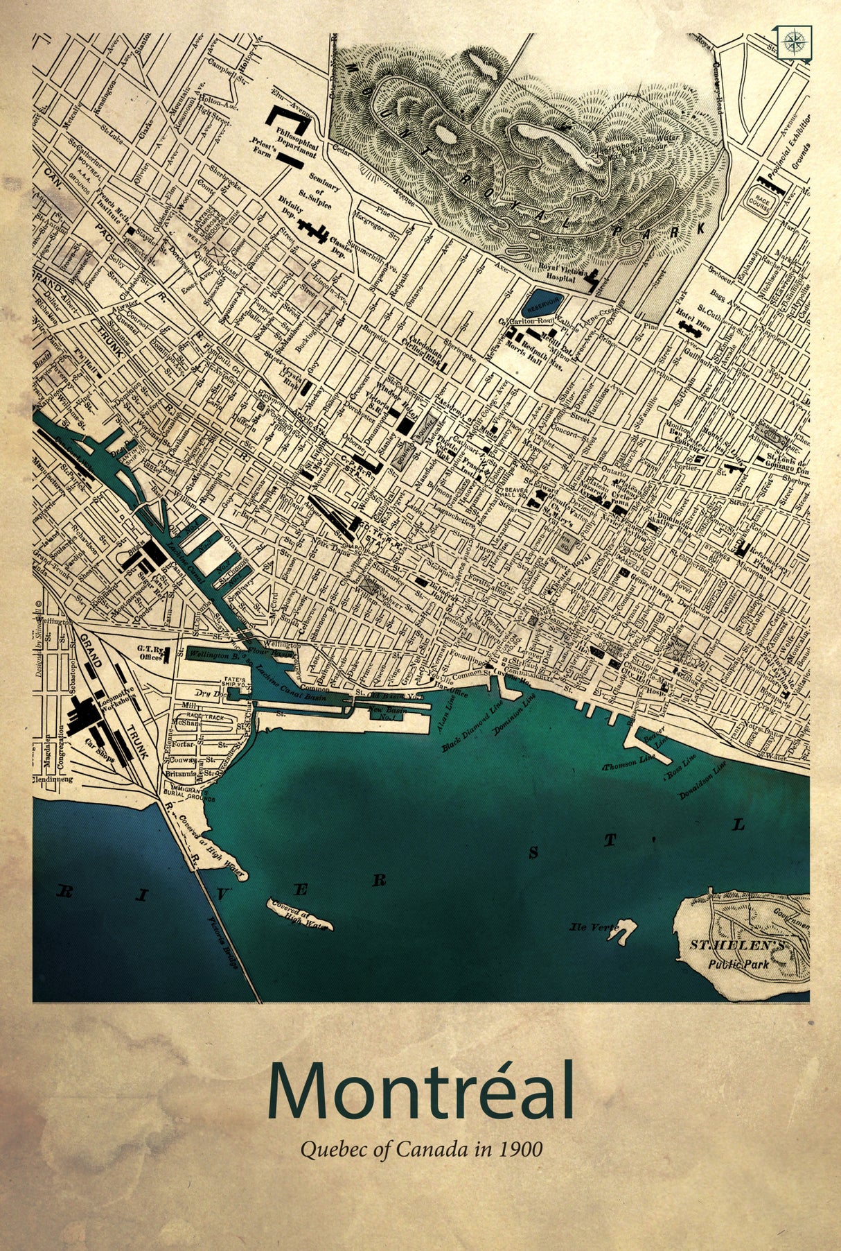 Montreal map Poster och Canvastavla