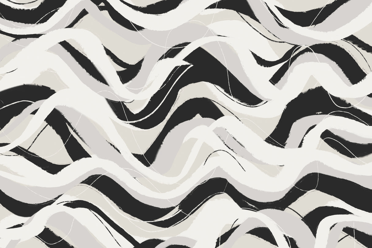 White Black Waves Pattern Square Poster och Canvastavla