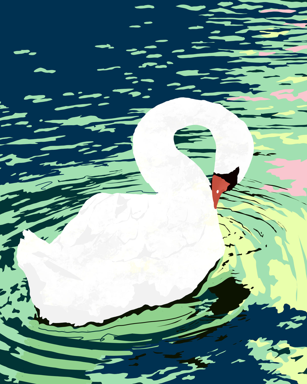Self Reliance, Swan Birds Painting Poster och Canvastavla