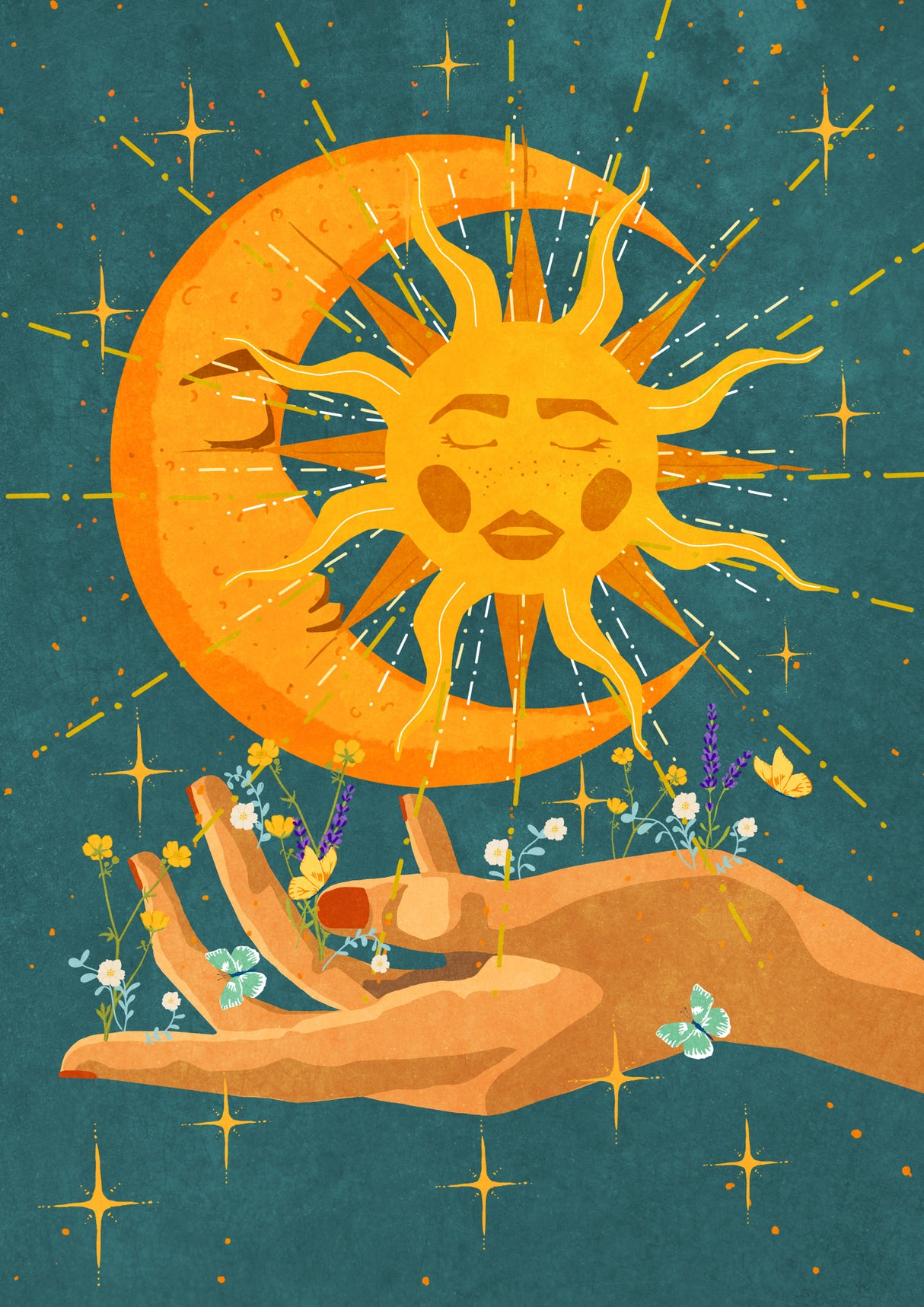 Sun and moon in my hand Poster och Canvastavla