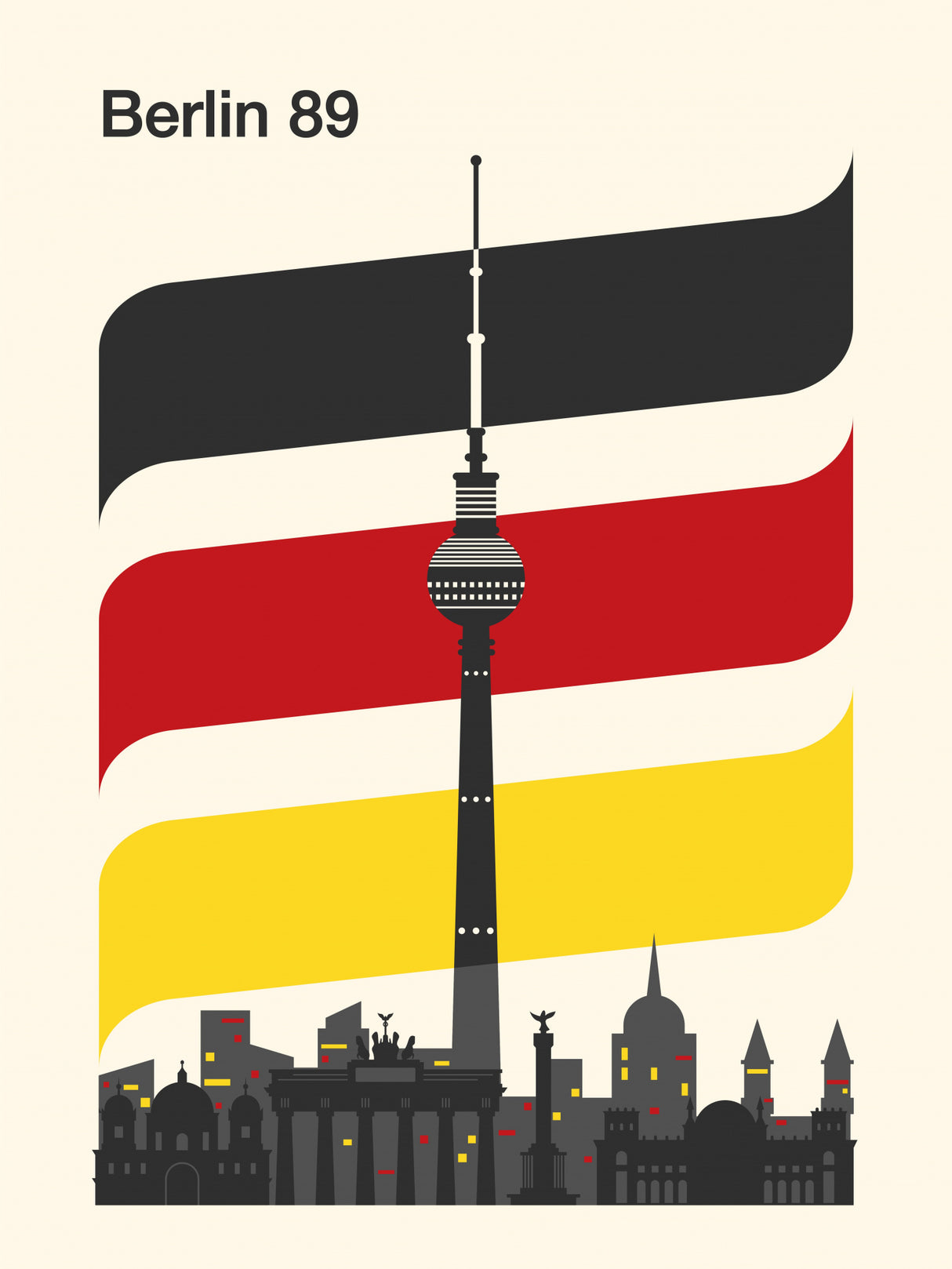Berlin Retro Travel Print Poster och Canvastavla