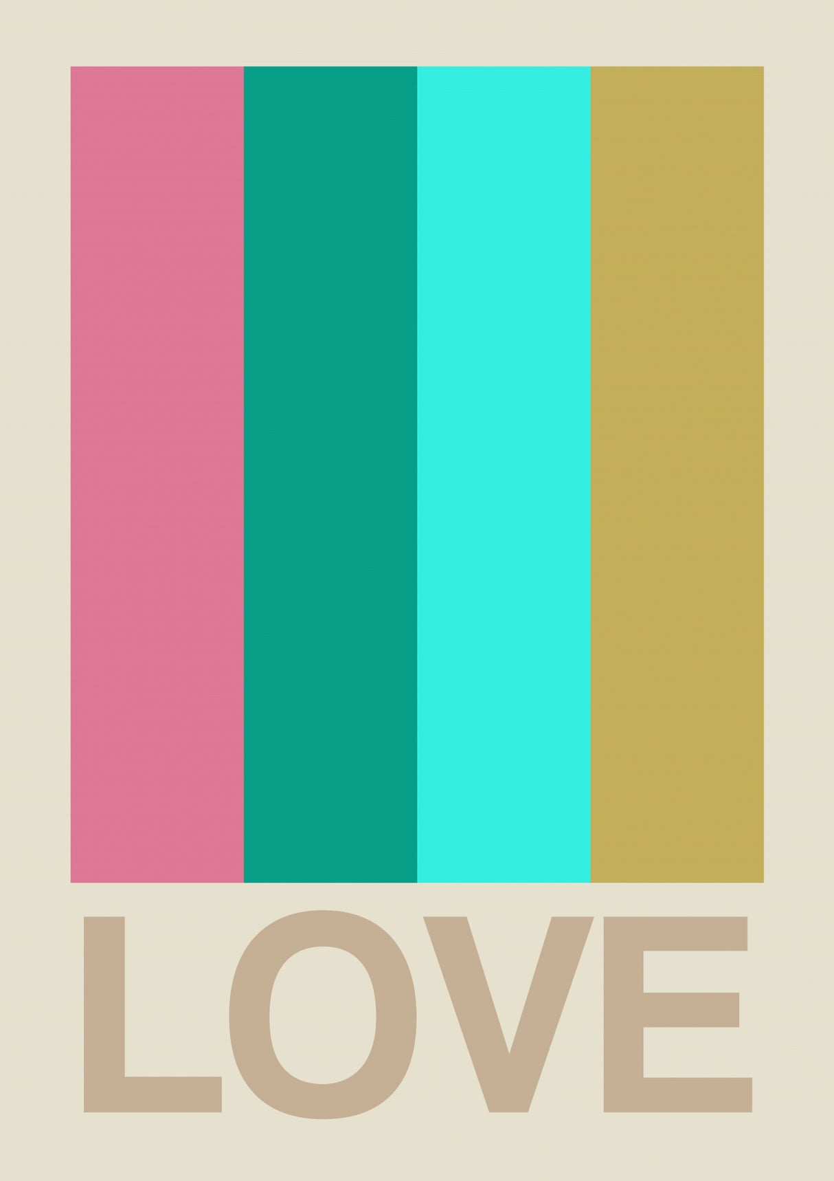 Retro Stripe LOVE CItrus Poster och Canvastavla