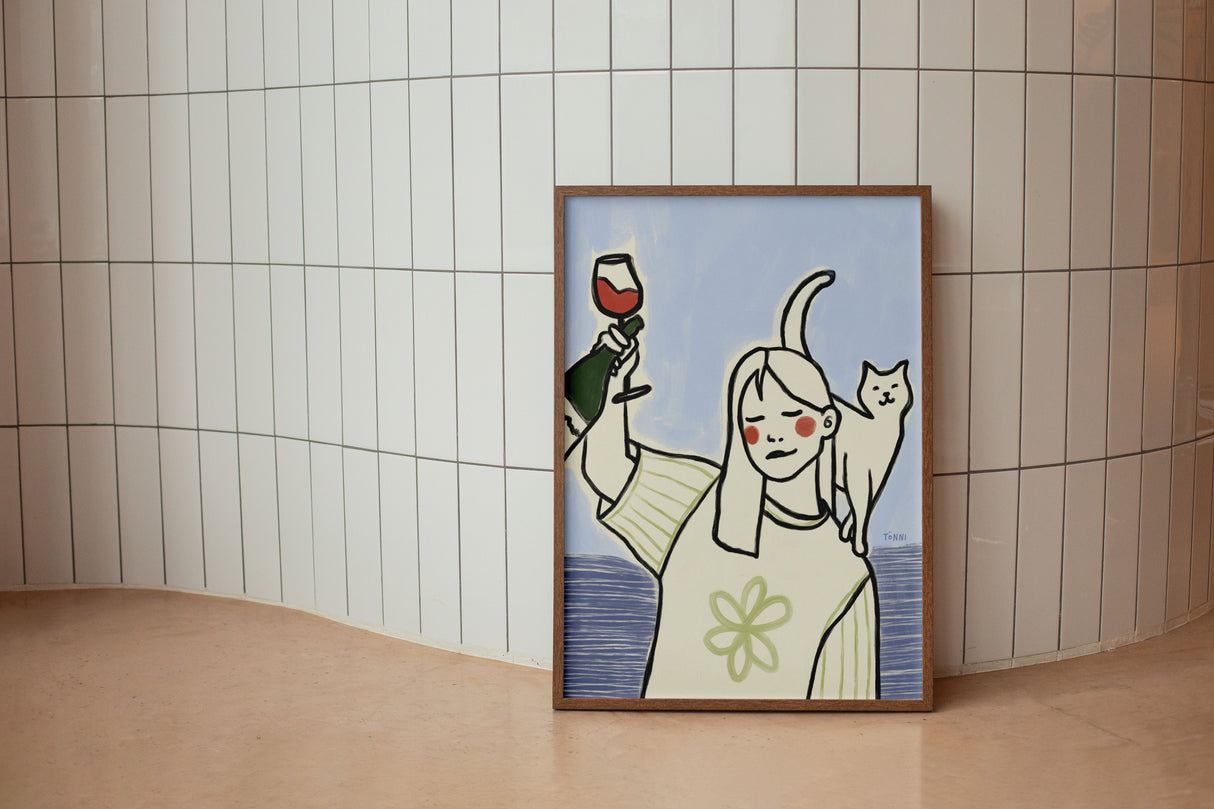 Cats and Wine Blå