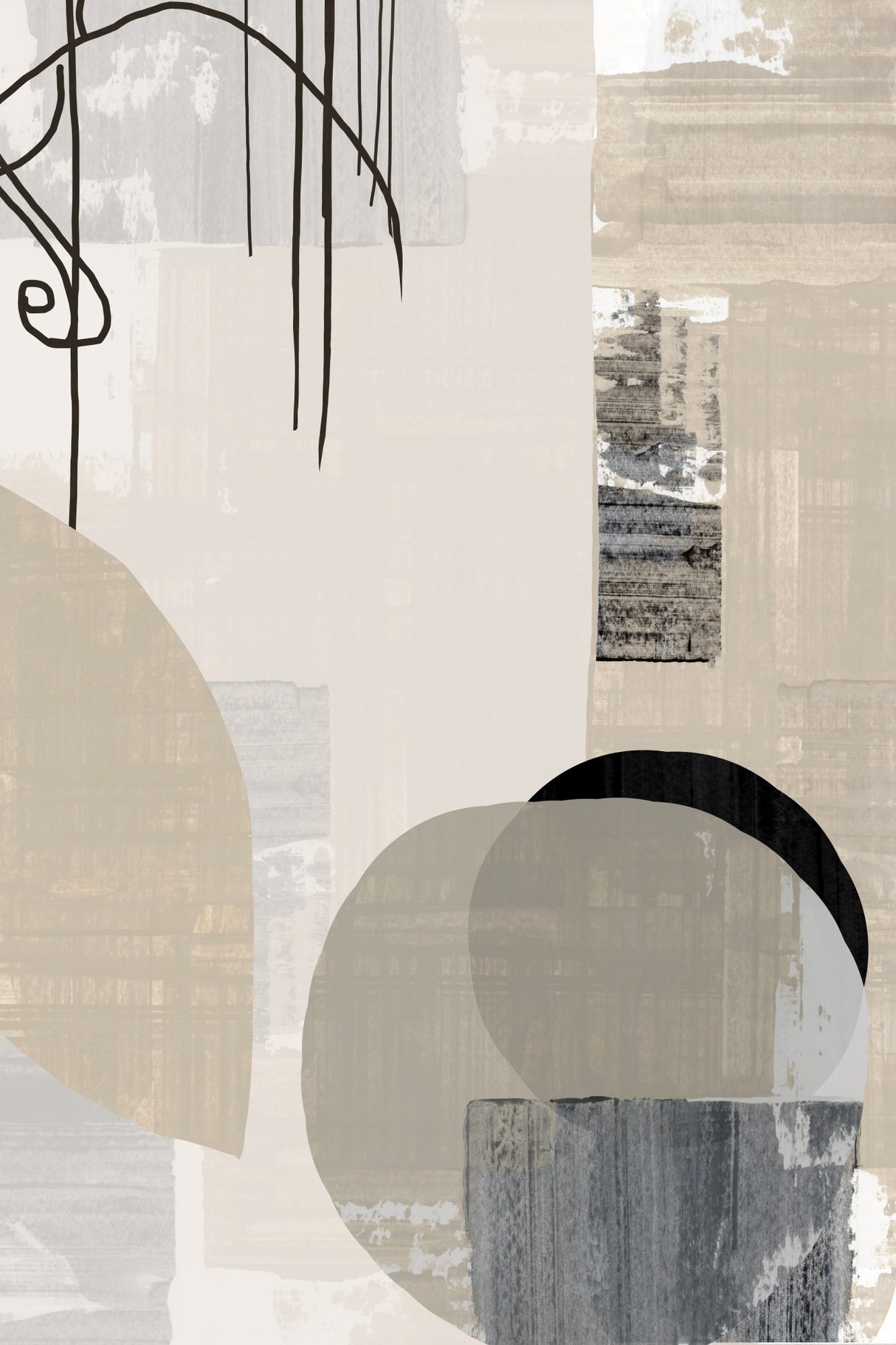 Monochrome Fluidity Poster och Canvastavla