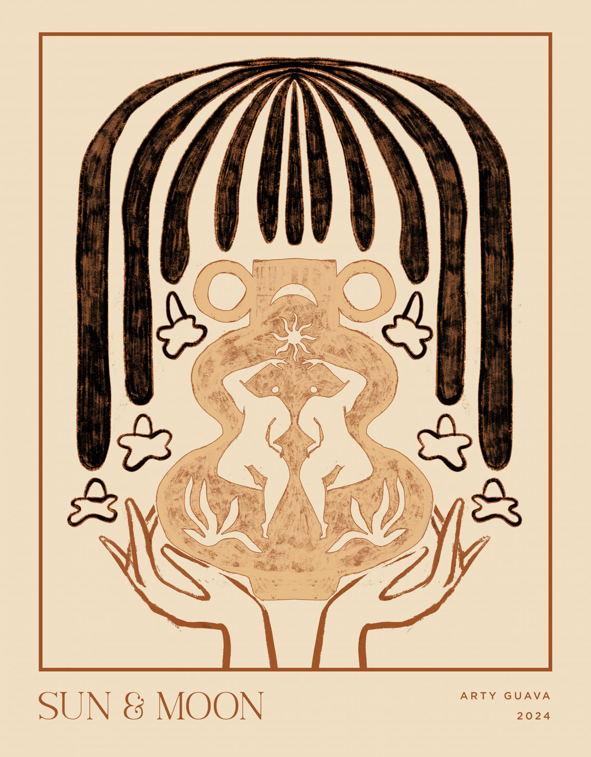 Vessel Collection : Sun & Moon (LineArt) Poster och Canvastavla