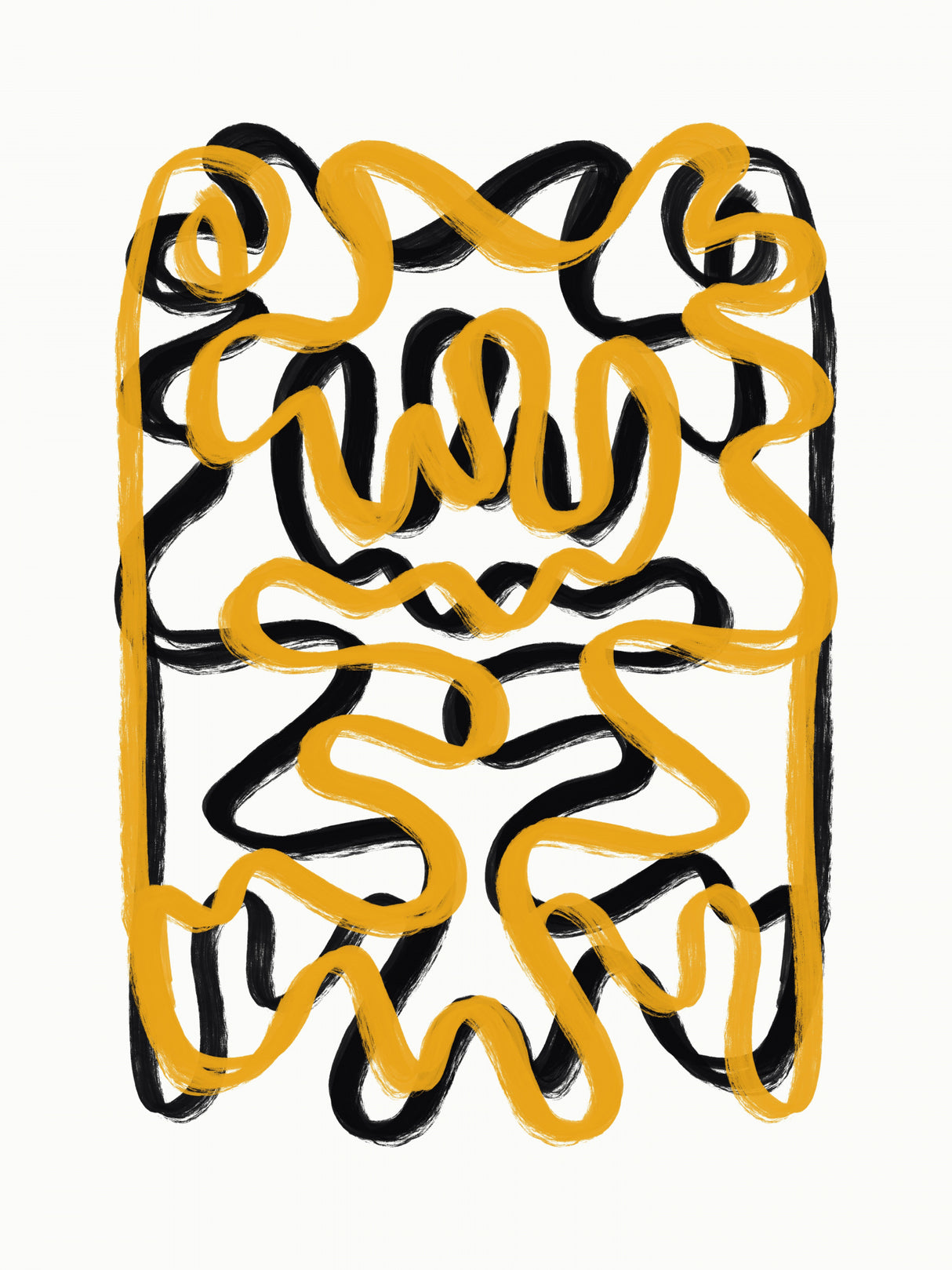 Line art in yellow and black Poster och Canvastavla