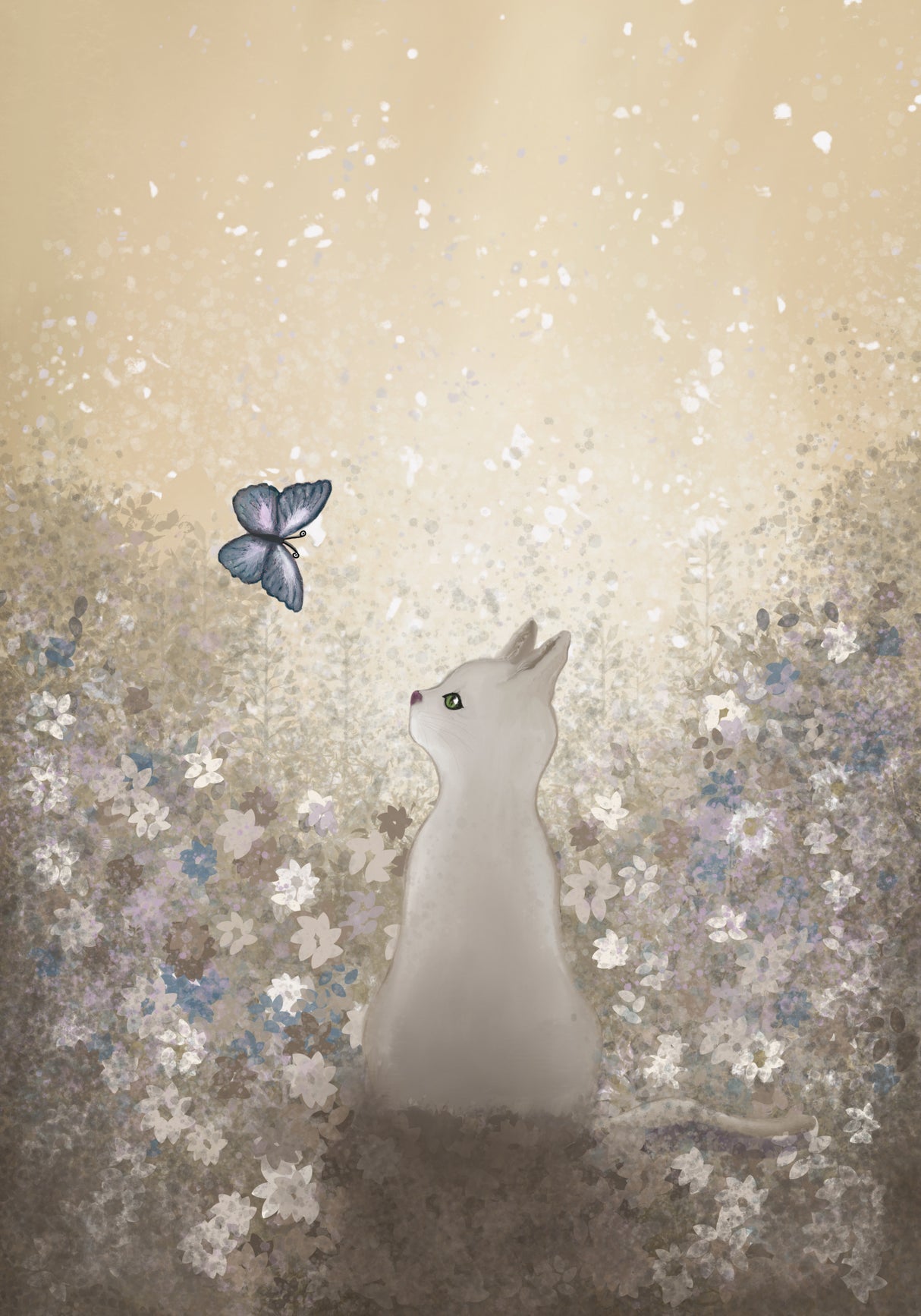 Cat meets butterfly Poster och Canvastavla