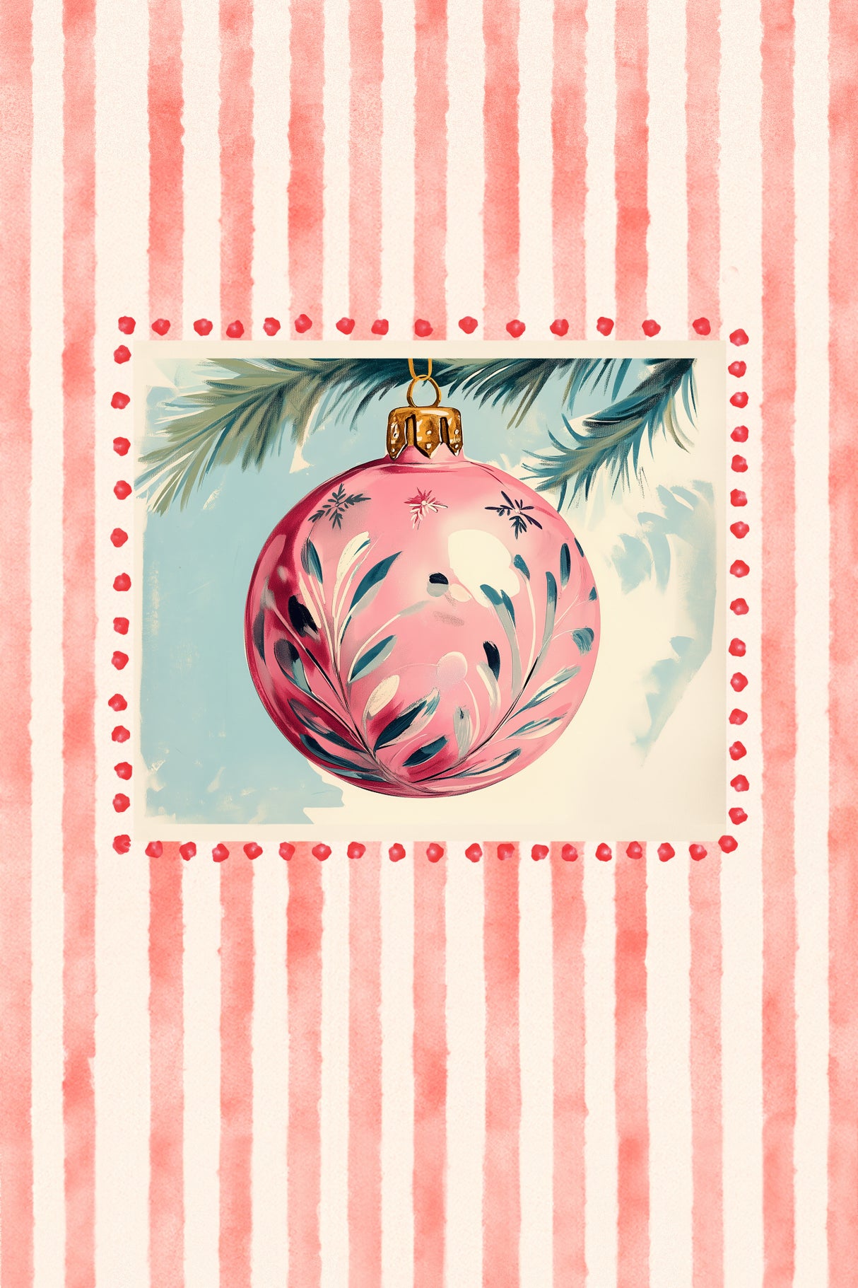 Pink Christmas Bauble Poster och Canvastavla