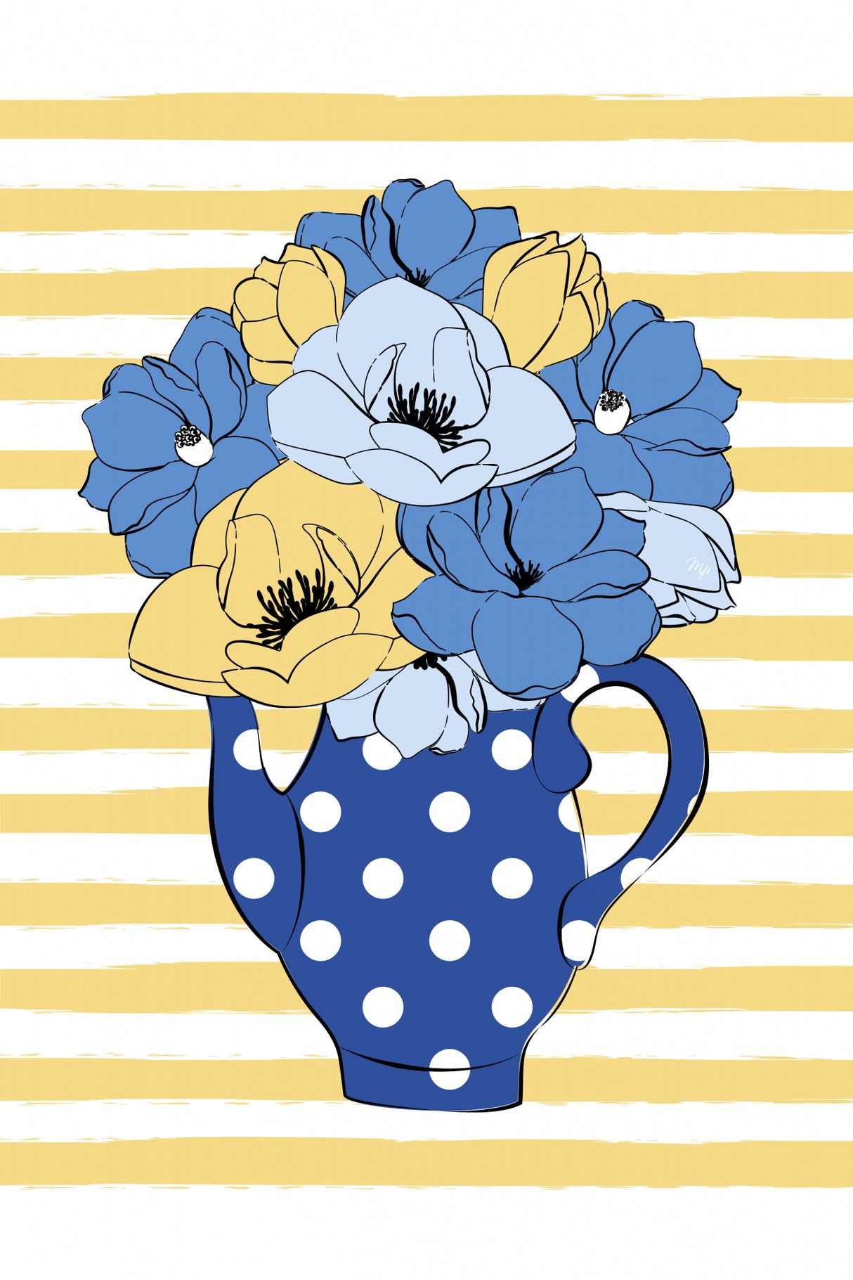 Blue Flowers Poster och Canvastavla