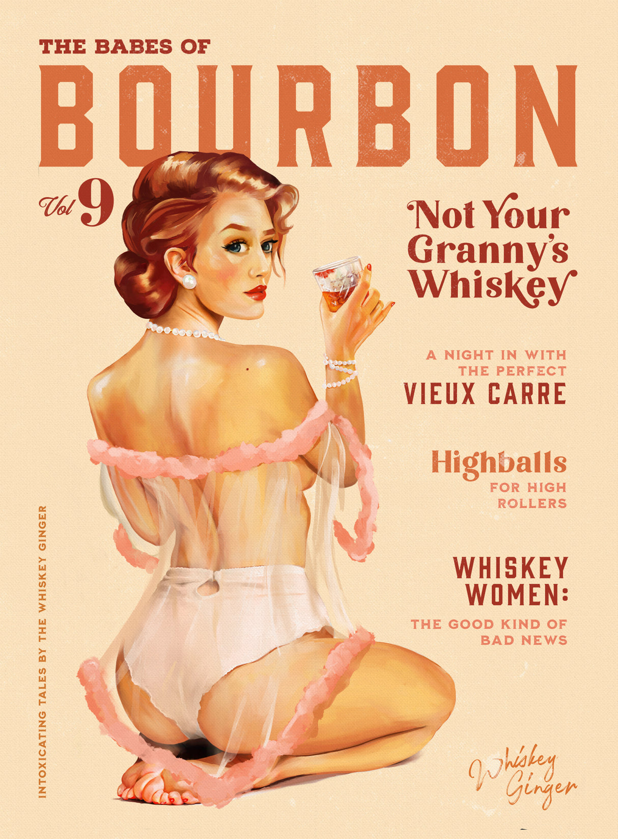 Babes of Bourbon Vol 9 Vintage Whiskey Pinup Poster och Canvastavla