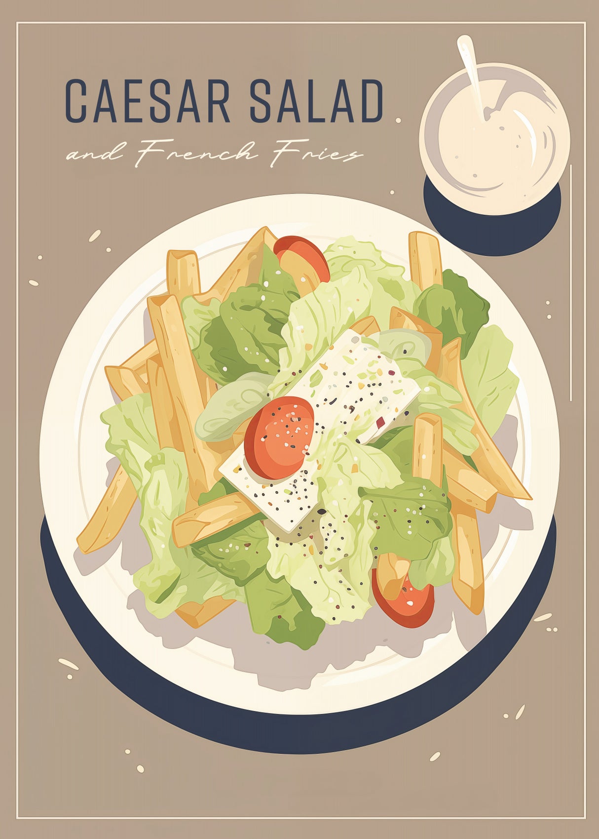 Caesar Salad and French Fries Poster och Canvastavla