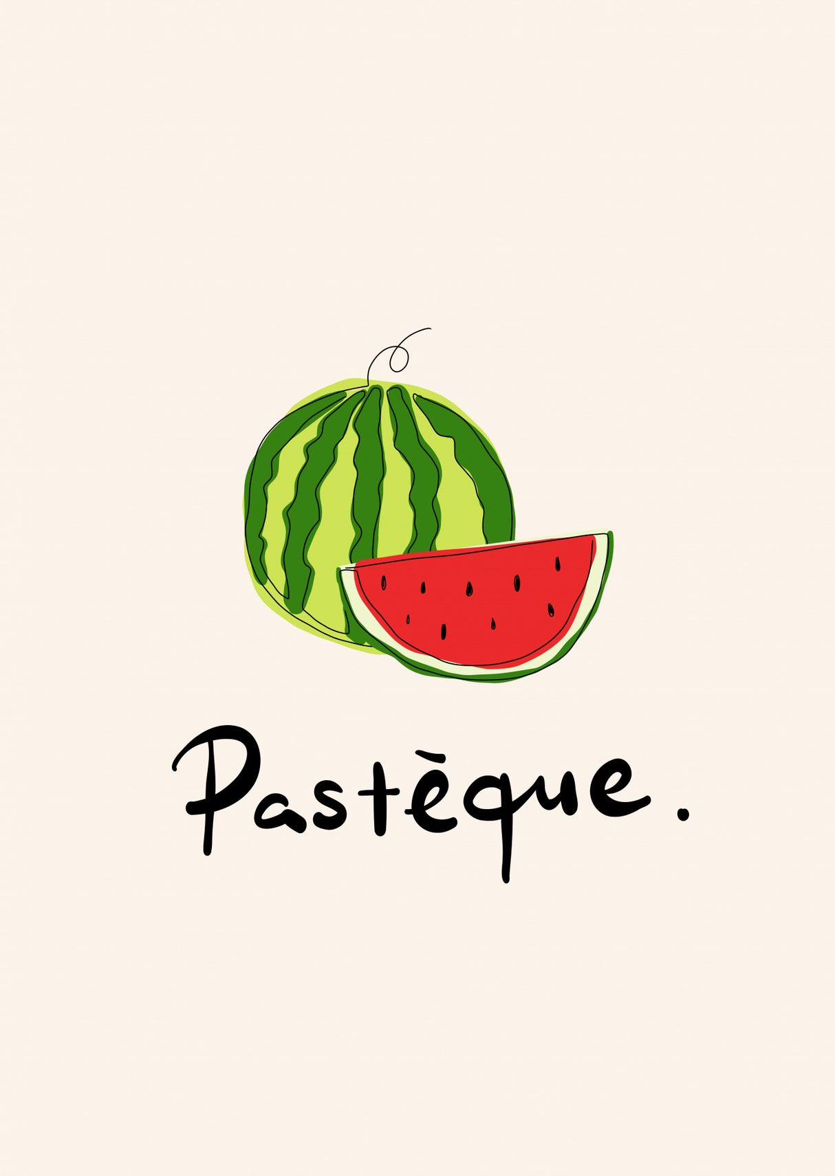 Modern French Fruits Collection "Watermelon / Pastèque" Poster och Canvastavla