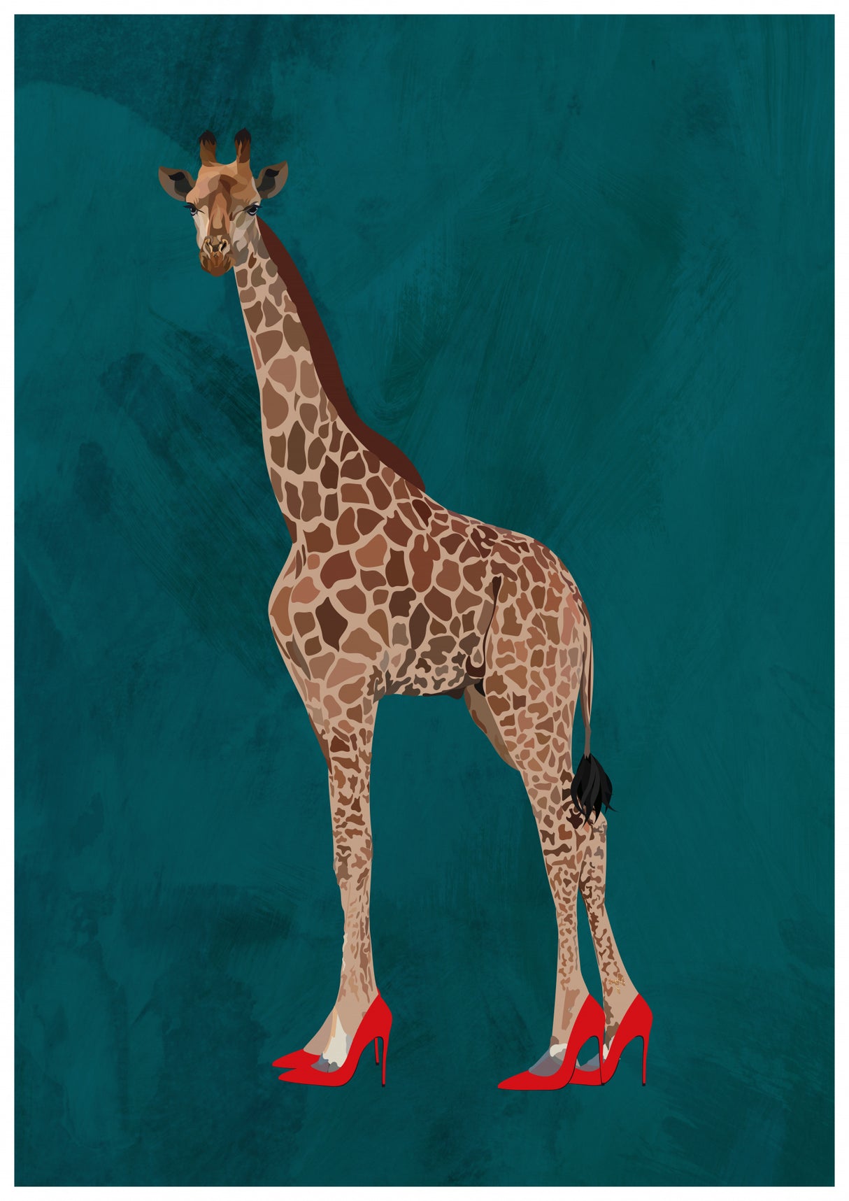 1 Giraffe Red Heels 01 Poster och Canvastavla