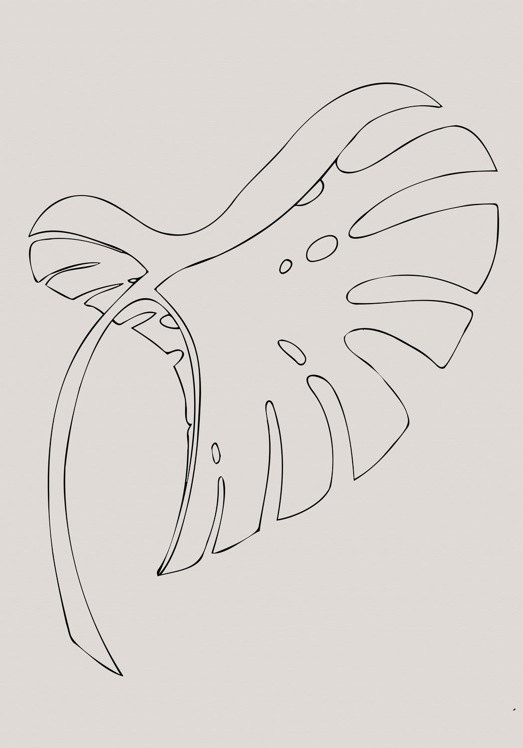 Monstera Bent Beige Poster och Canvastavla