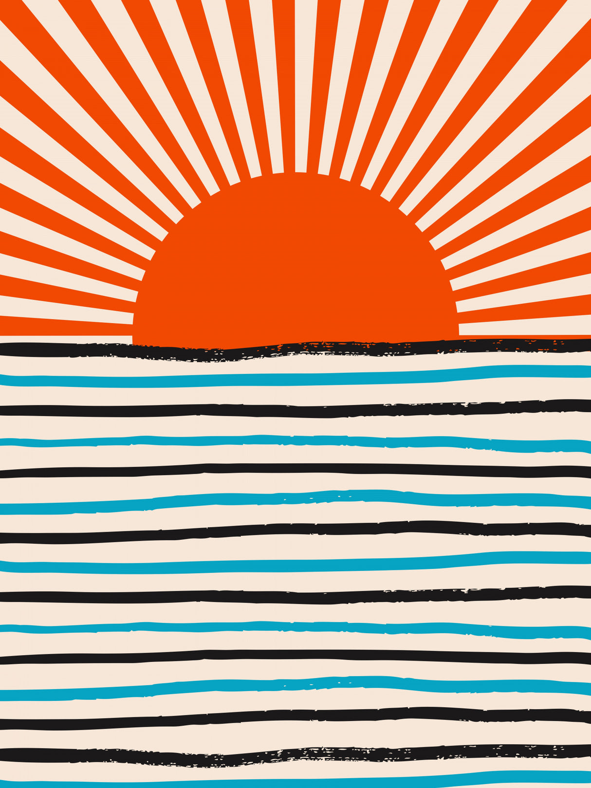 Red Sun and Sea Poster och Canvastavla