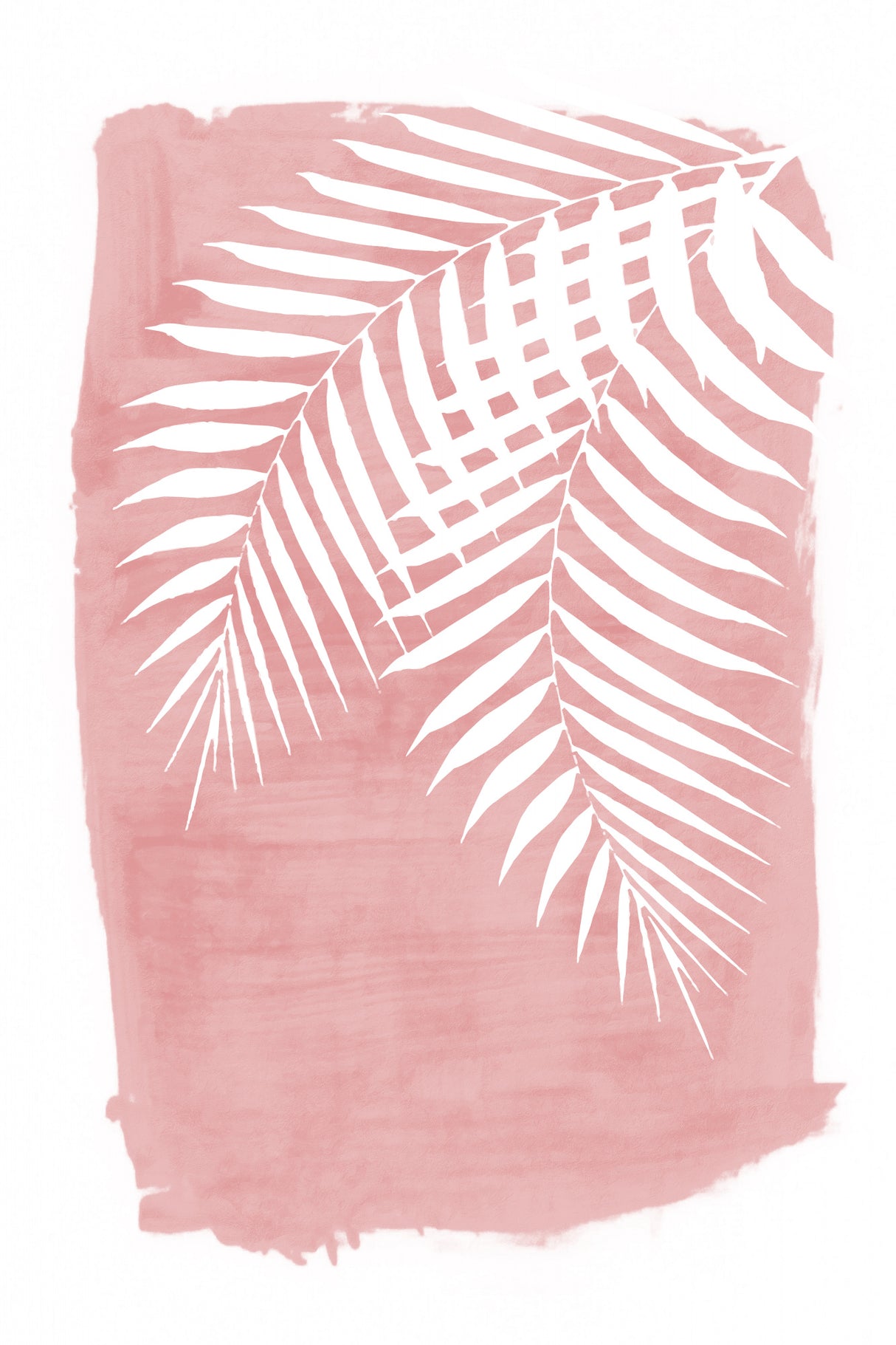 Pink Palm Leaves Foliage Silhouette Poster och Canvastavla