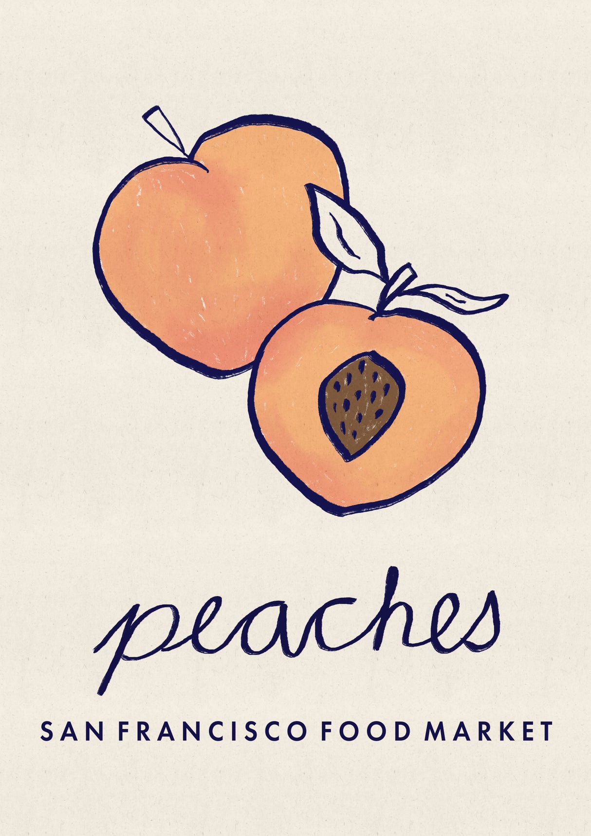 Food Art - Peaches San Francisco Food Market Poster och Canvastavla