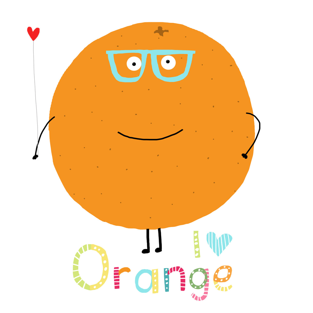 I Love Orange! Cute Orange Holding a Love Heart. Poster och Canvastavla
