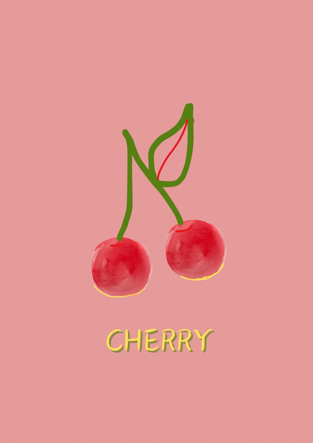 Cherry in Pink Poster och Canvastavla