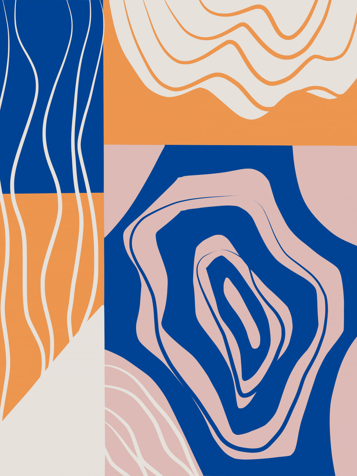 Abstract Collage In Blue and Orange Poster och Canvastavla