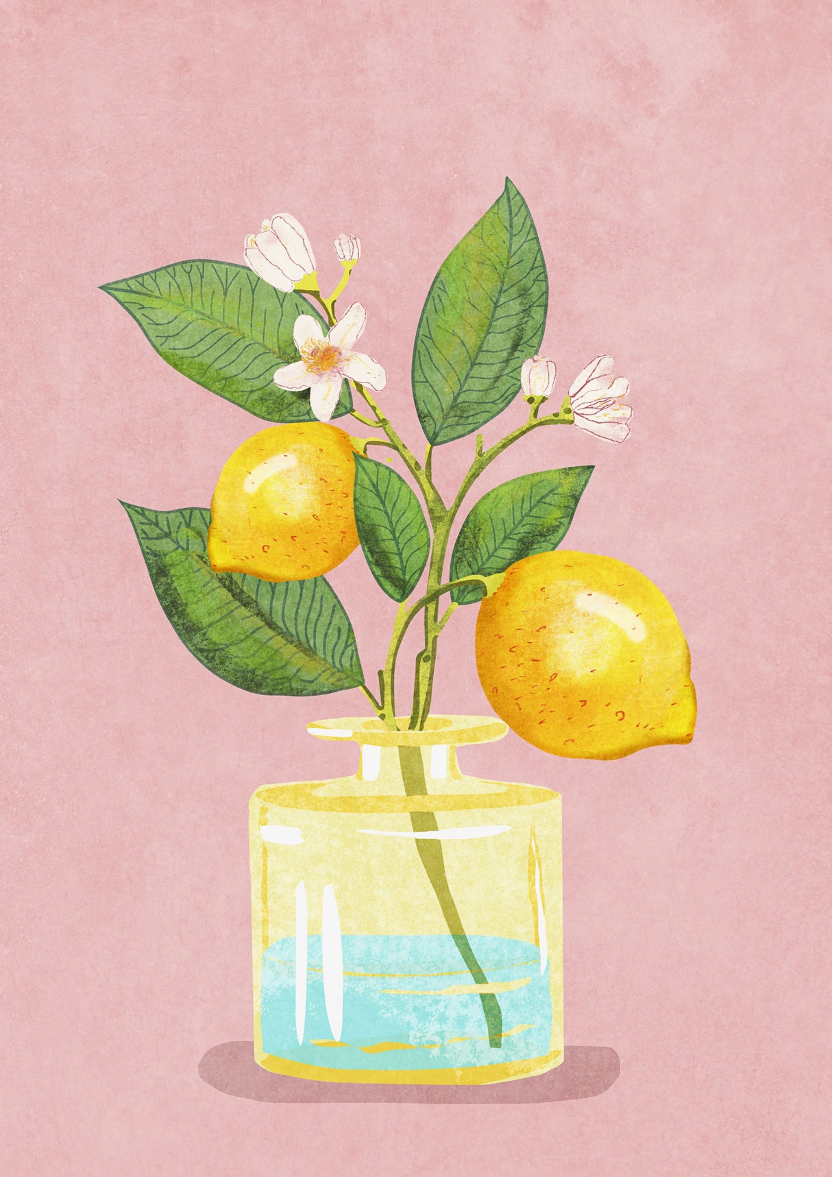 Lemon Bunch In Vase Poster och Canvastavla
