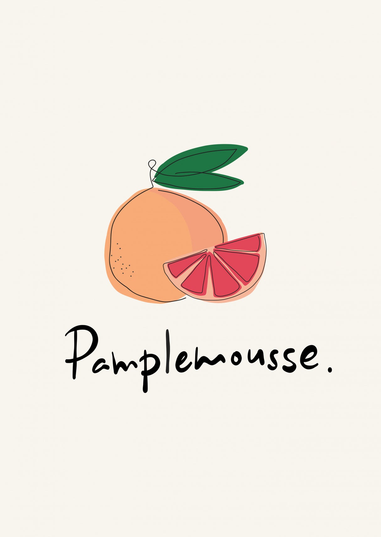 Modern French Fruits Collection "Grapefruit / Pamplemousse" Poster och Canvastavla