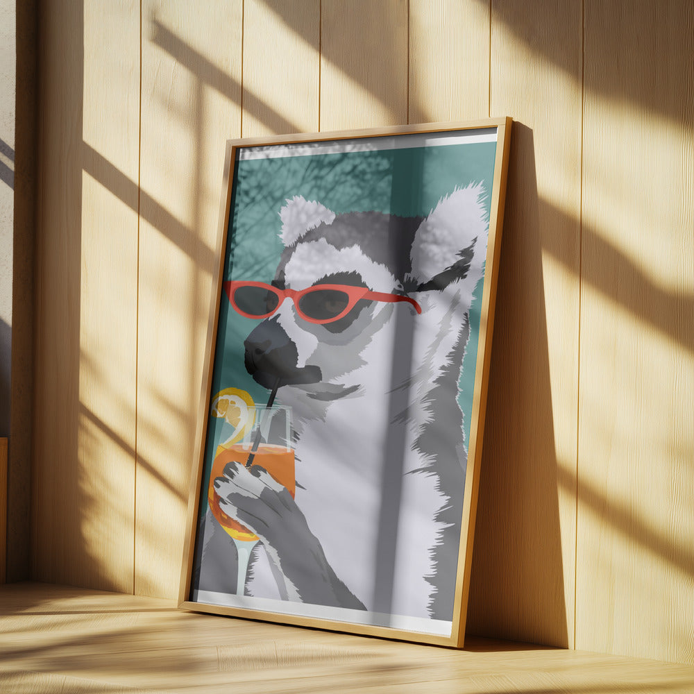 Jugdy Lemur with Drink Poster och Canvastavla
