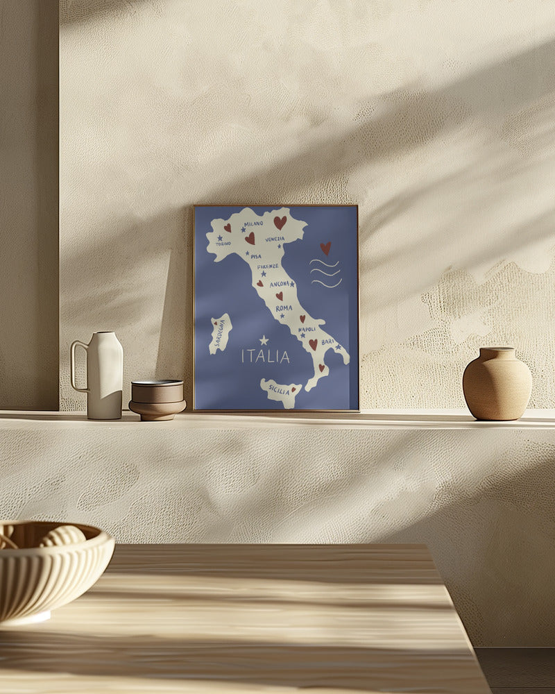 Italiy Map Poster och Canvastavla