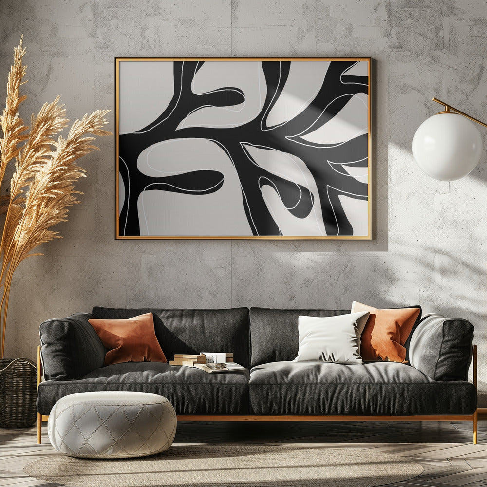 Abstract Twig Black and White Poster och Canvastavla